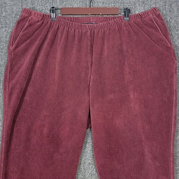 Lands End Pants Womens 3XP 24 - 26 Burgundy Corduroy Elastic Waist Pull-On - Picture 2 of 13